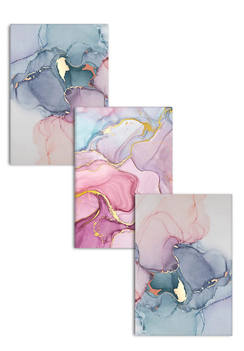 Acquerello Marmo Rosa Set Di 3 Poster 50x70cm